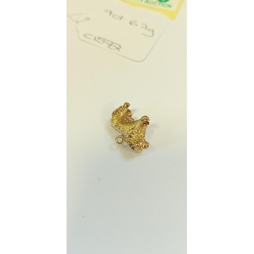 186 - 9ct gold bull highland cow charm weighs 6.7g approx