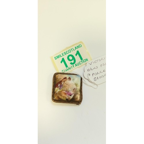 191 - Victorian hand painted porcelain brooch