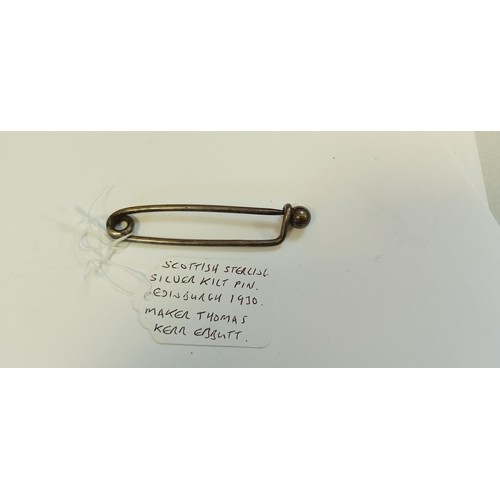 192 - Scottish sterling silver kilt pin Edinburgh 1930 maker Thomas Kerr Ebbutt