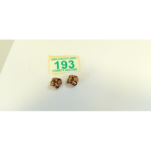 193 - Fully hallmarked 9ct yellow & rose gold earrings weighs 2.4g approx