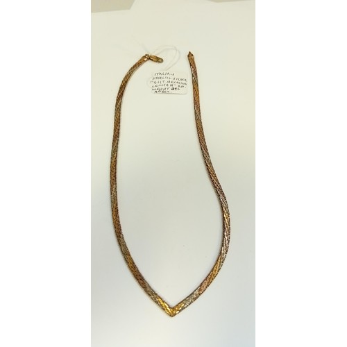 195 - Italian sterling silver gilt necklace length 18