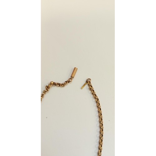 201 - Unmarked but believed gold belcher chain with broken clasp 6g approx.