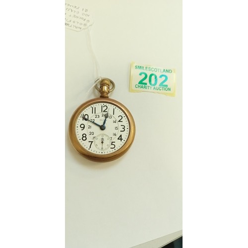 202 - Waltham Fortune gold filled pocket watch no glass (A/F) 21 jewels