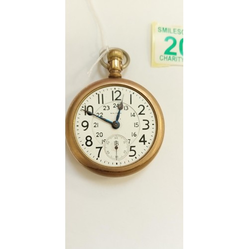 202 - Waltham Fortune gold filled pocket watch no glass (A/F) 21 jewels