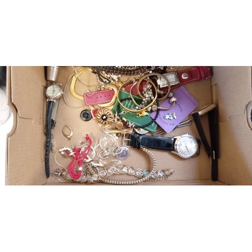 207 - Selection of what appears to be costume/ fashion jewellery plus watches