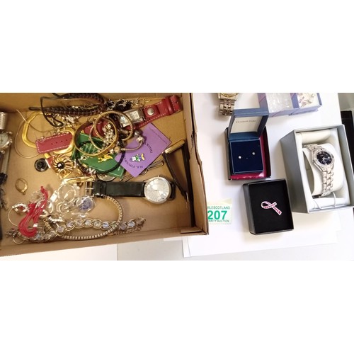 207 - Selection of what appears to be costume/ fashion jewellery plus watches