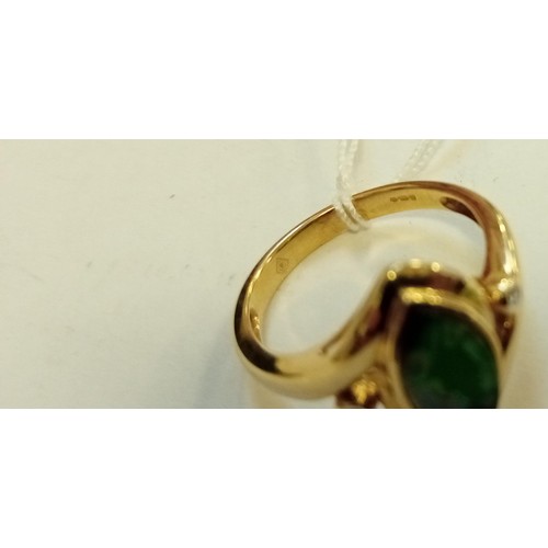 209 - Fully hallmarked 9ct gold, opal & diamond ring size N approx.