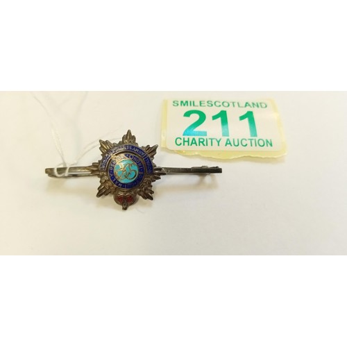 211 - Sterling silver & enamel sweetheart brooch.  Royal Army Service Corps