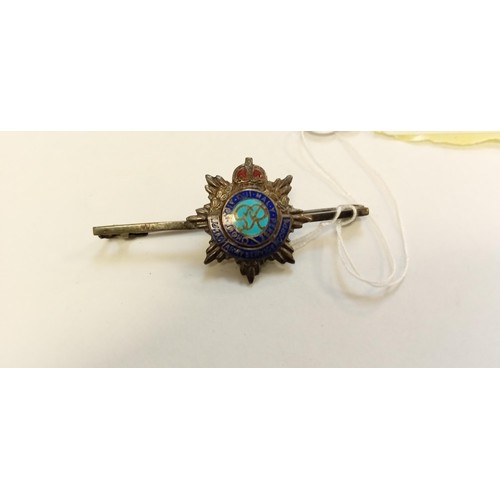 211 - Sterling silver & enamel sweetheart brooch.  Royal Army Service Corps