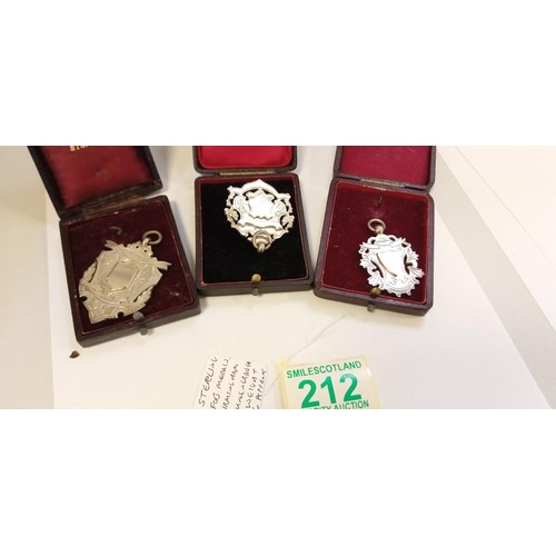 212 - 3 Sterling silver fob medals all Birmingham Assay unengraved total weight 55.4g approx.