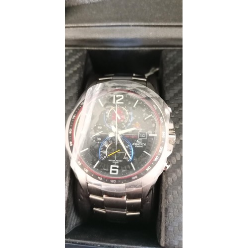 217 - Casio Edifice Red Bull Racing limited edition watch model FR 528RB in original box complete with spa... 