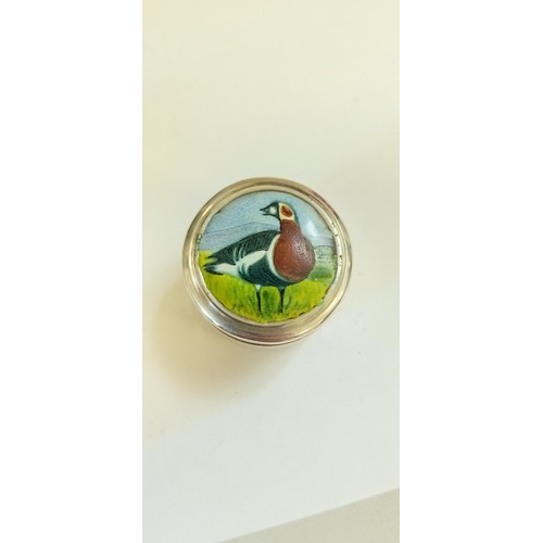 219 - 4 Sterling silver & enamel duck lidded pots, London 1973 St James House Collection