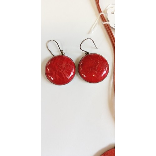 227 - Sterling silver mounted sponge coral pendant and matching earrings