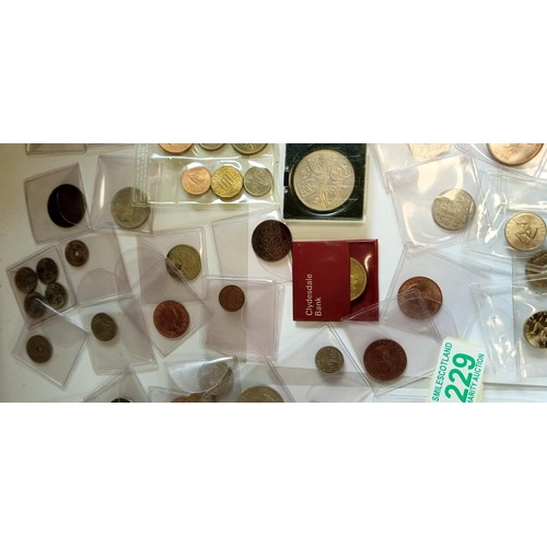 229 - Large selection of collectable coins mainly in coin sleeves