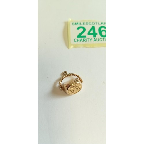 246 - Fully hallmarked 9ct gold swivel fob charm