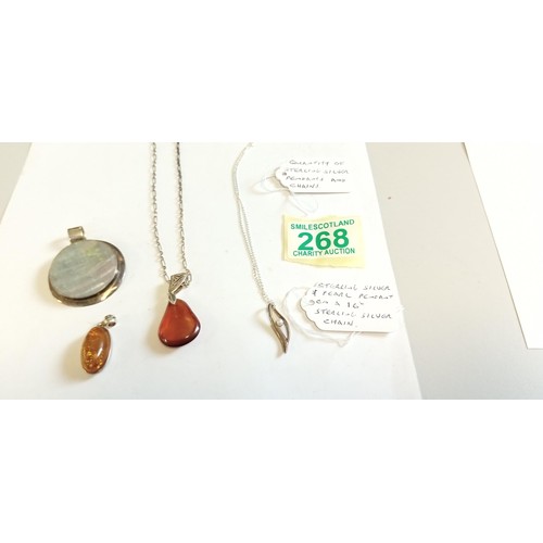 268 - Selection of sterling silver pendants and chains