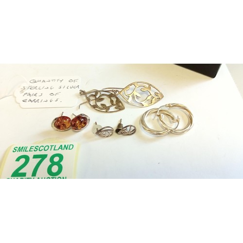 278 - Selection of sterling silver earrings