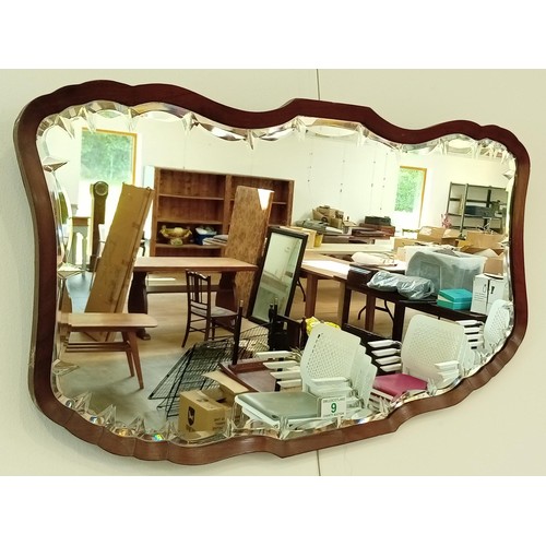 9 - Antique framed ornate bevelled glass mirror