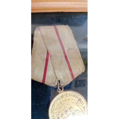 14 - Framed Soviet defence of Staling Grad medal