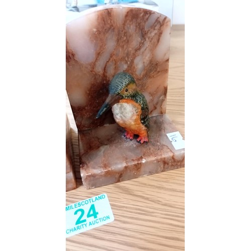 24 - Marble book ends kingfisher circa 1910