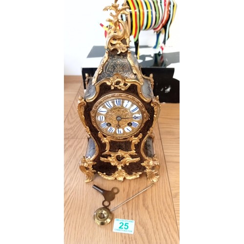 25 - Boulle Mantle clock with enamelled numbers