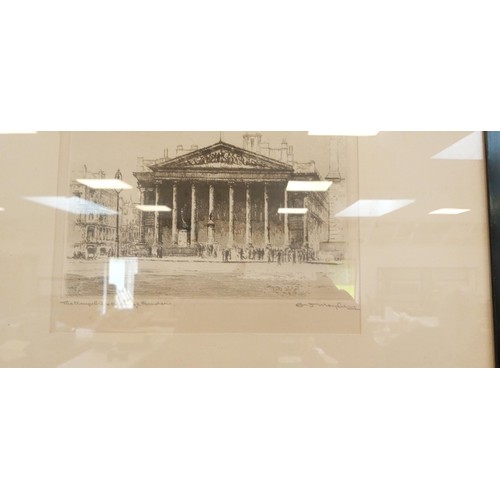 36 - Pair of vintage etchings to include The Royal Exchange London & one other