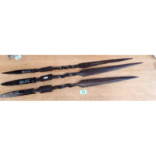 43 - 3 Tribal wooden spears