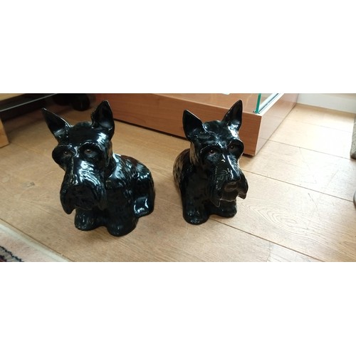 51 - Pair of Royal Adderley ceramic scottie dog liquor bottles created for James Buchanan 1970