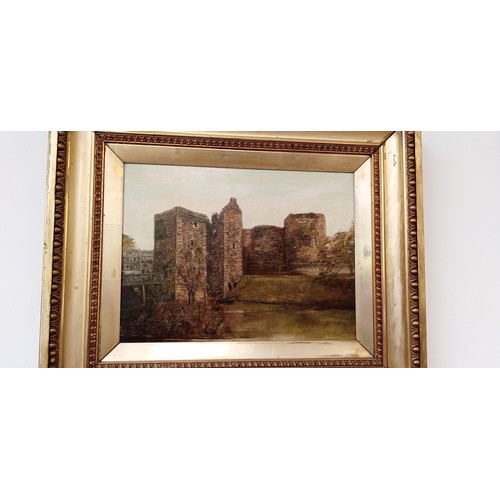 66 - Framed oil on canvas Rothesay Castle by M B Cunninghame