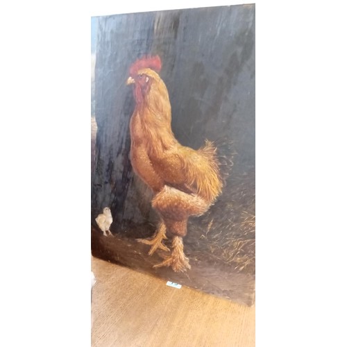 75 - Painting on canvas Mother Hen & Chick