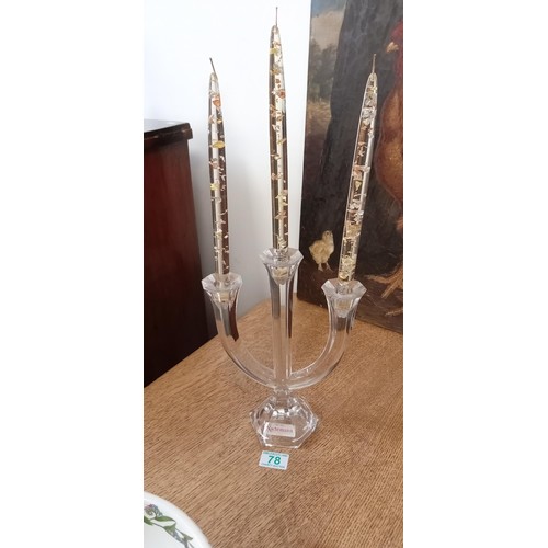 78 - German crystal candlestick holder with candles