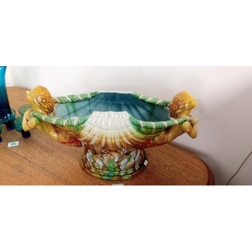 87 - Majolica mermaid shell flower planter