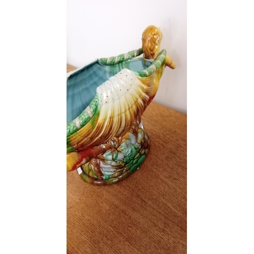 87 - Majolica mermaid shell flower planter