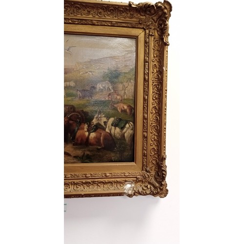 92 - After Edwin Landseer A Time for Peace oil on canvas framed