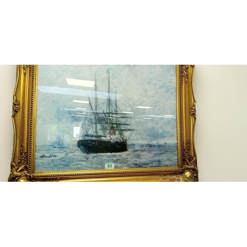 93 - Framed print leaving Port