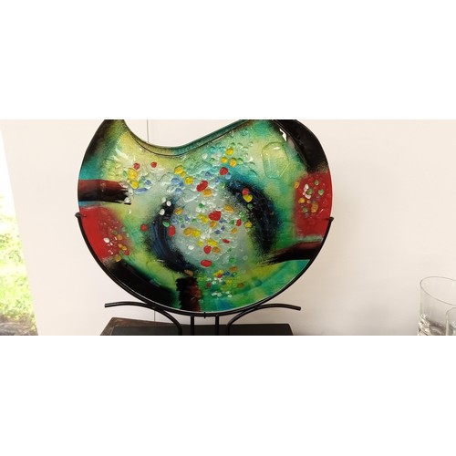 67 - Splash abstract art glass vase A/F