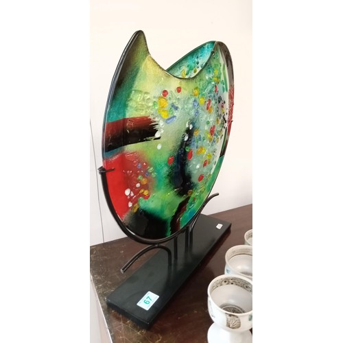 67 - Splash abstract art glass vase A/F