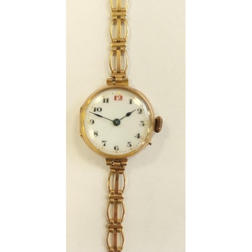 101 - Gold colour watch stamped 375 9ct