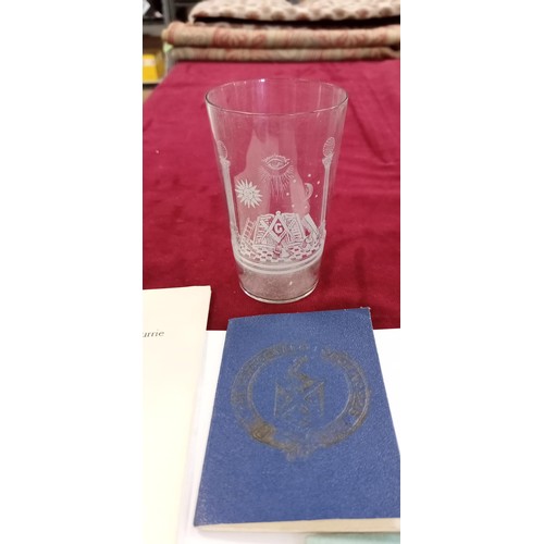 106 - Masonic leaflet books and Glass plus medals