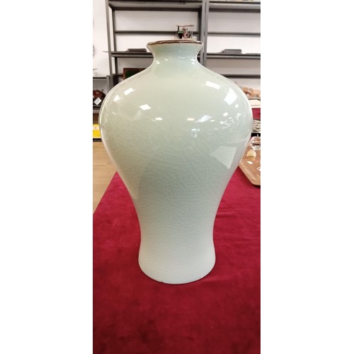 109 - Oriental Celadon crackled Vase