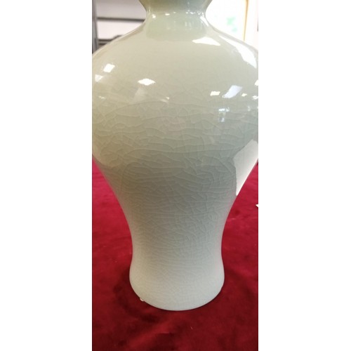 109 - Oriental Celadon crackled Vase