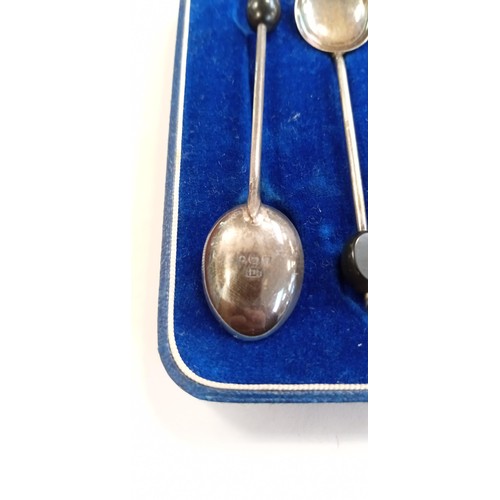 112 - Sterling Silver coffee Bean tea spoons in a case