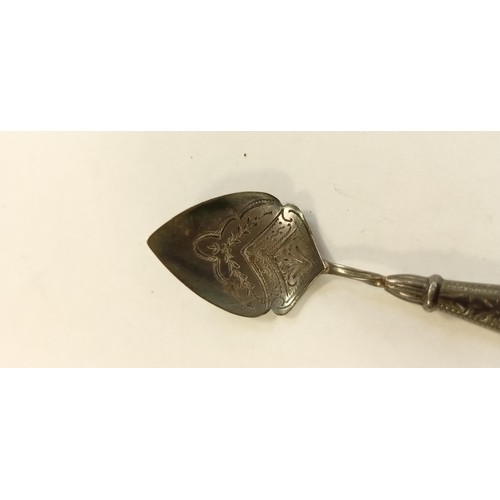 116 - Sterling Silver hall marked with Jade handles Fish knife and a spoon