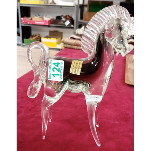 124 - Hand cut crystal glass horse from murano