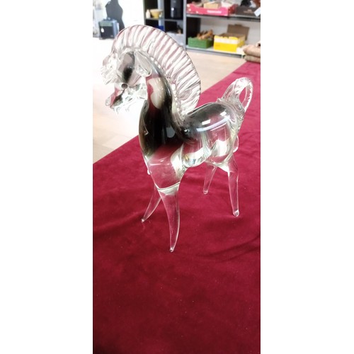 124 - Hand cut crystal glass horse from murano