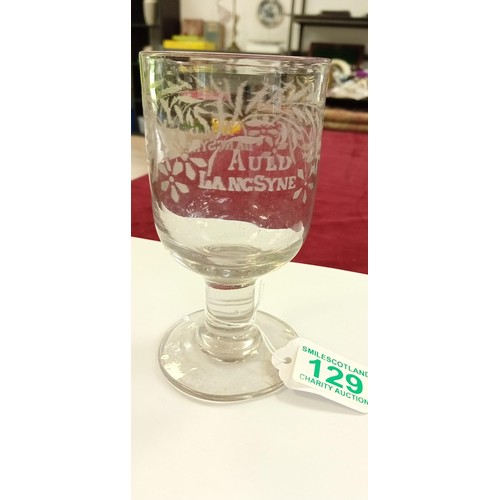 129 - Victorian Auld Lang Syne etched glass