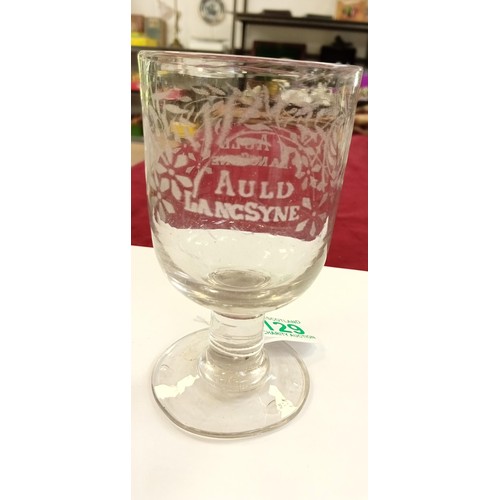 129 - Victorian Auld Lang Syne etched glass