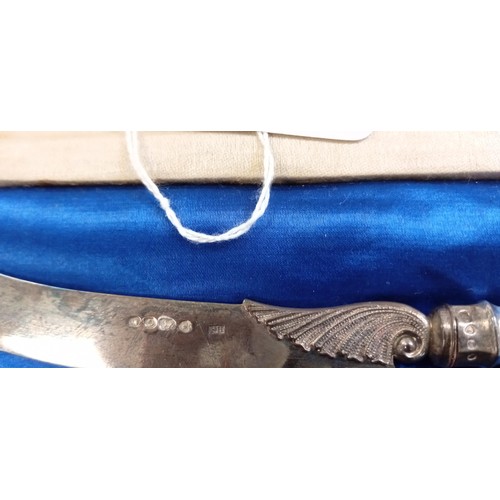 130 - Silver hallmarked butter knife in a case