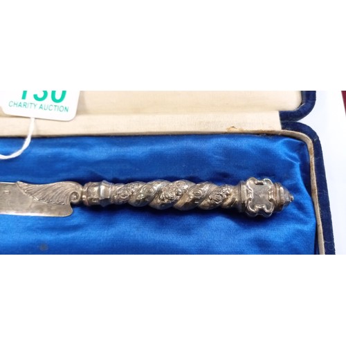 130 - Silver hallmarked butter knife in a case