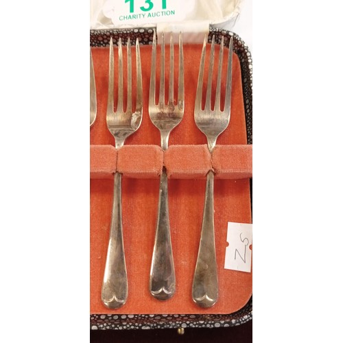 131 - 6 silver hallmarked desert forks in original case